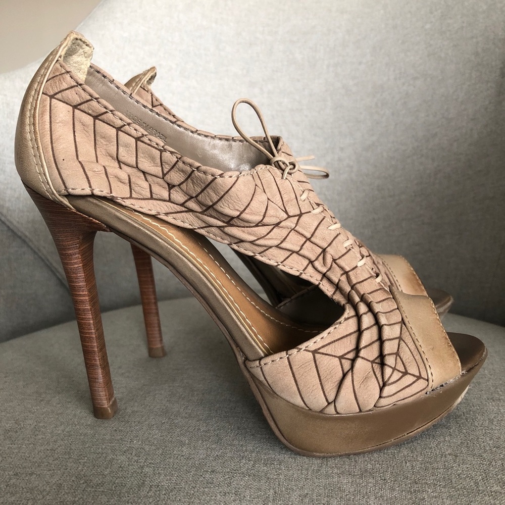 Brazilian Made Leather Neutral Platform Heels EU36